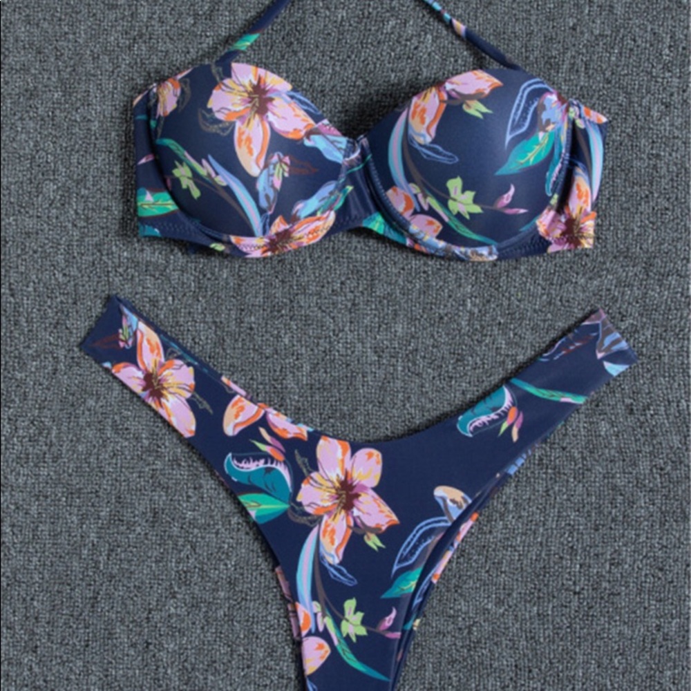 2 piece flower print bikini